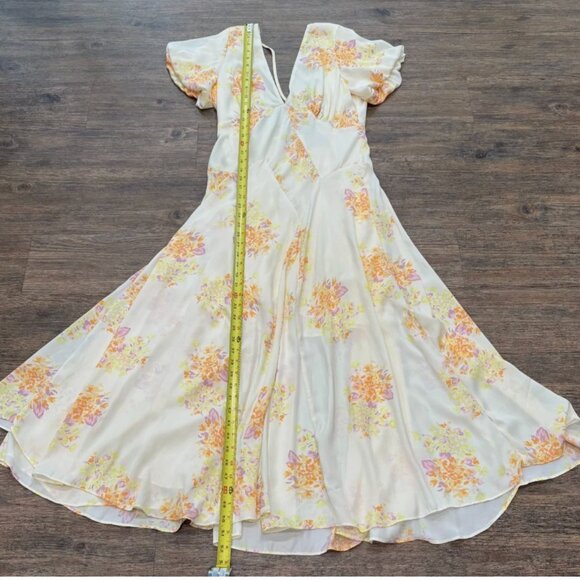 Free People Laura Printed Midi Dress Tea Combo Floral Boho Womens L - Picture 8 of 9
